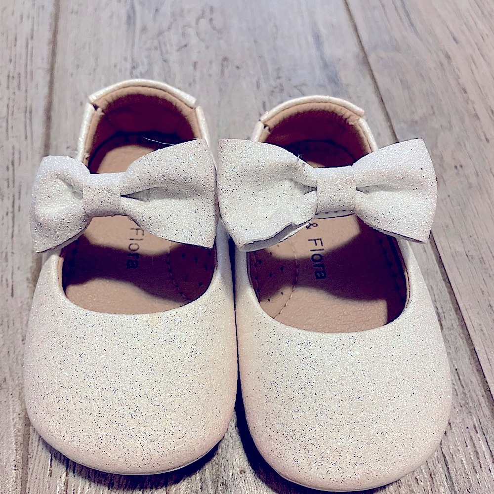 Felix & Flora 12-18 months baby silver Soft Sole Baby Walking Shoes Rubber Sole